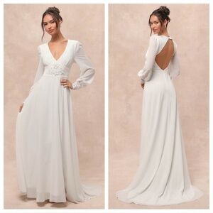 Lulus Angelic Adoration White Backless Maxi Dress